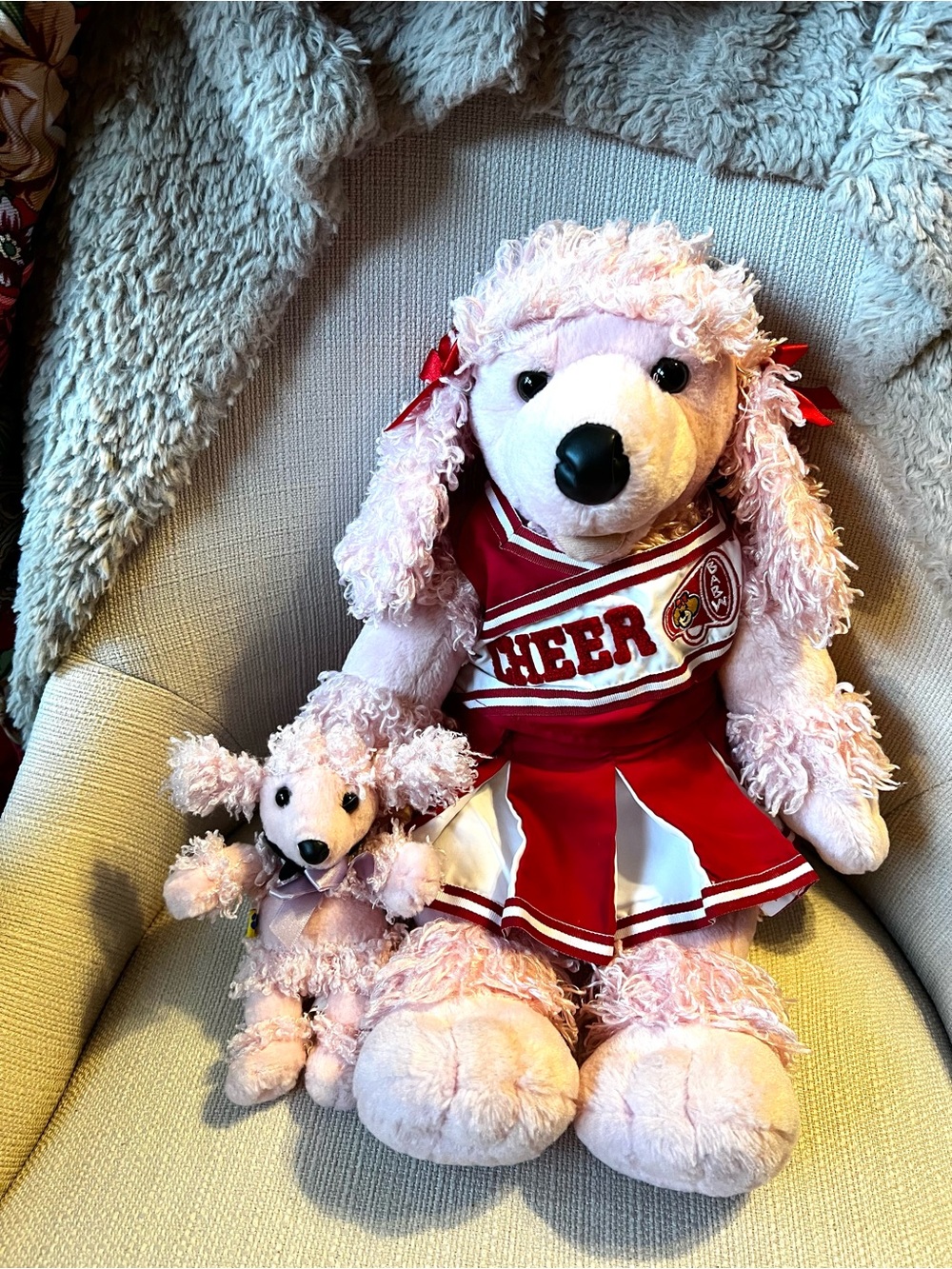 Fru Fru Poodle with Mini Poodle- in Cheerleader Outfit- Build A Bear